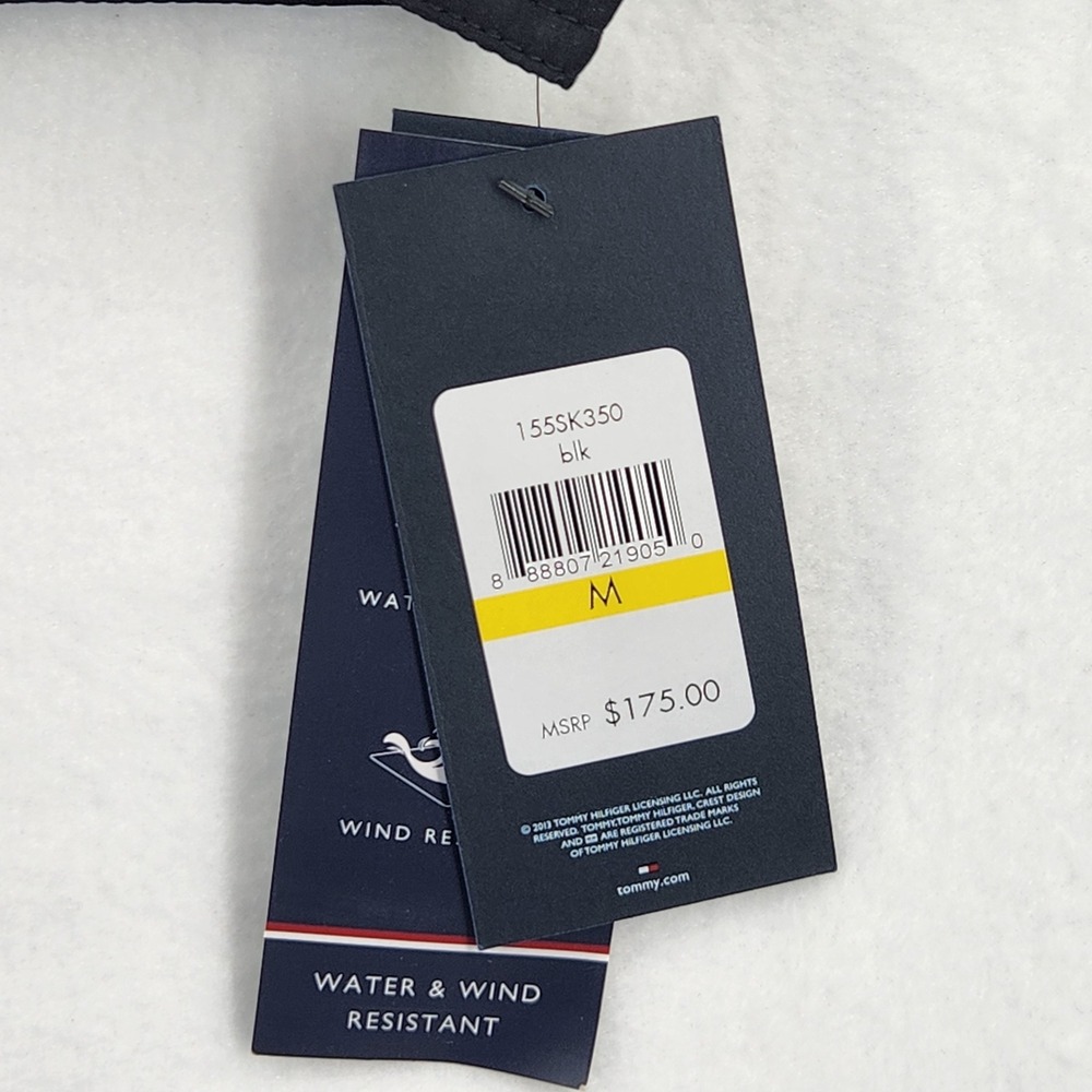 Tommy Hilfiger NWT Mens Med. Water Resistant Windbreaker Jacket Black 155SK350 - Picture 4 of 12